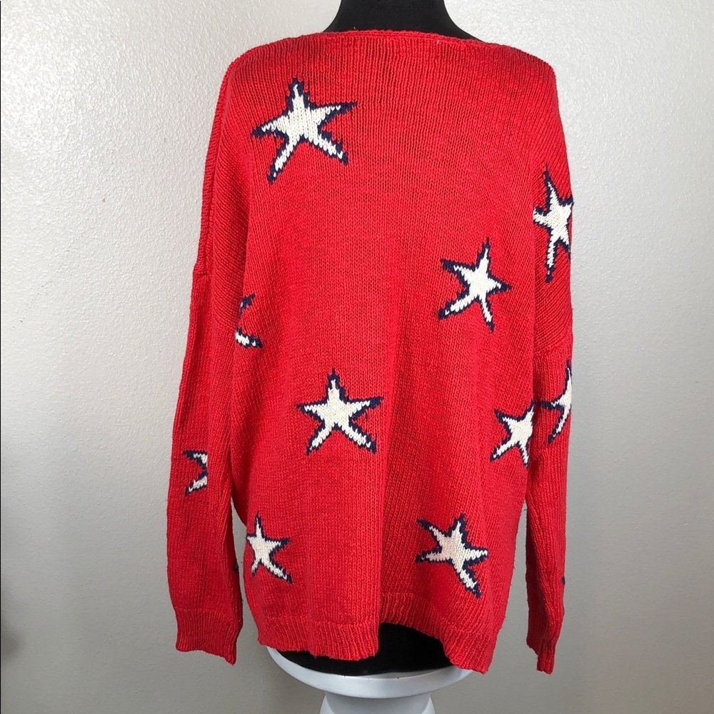 Pink Lily Sweater V-Neck Long Sleeve Star Knit Size Medium - Picture 2 of 11